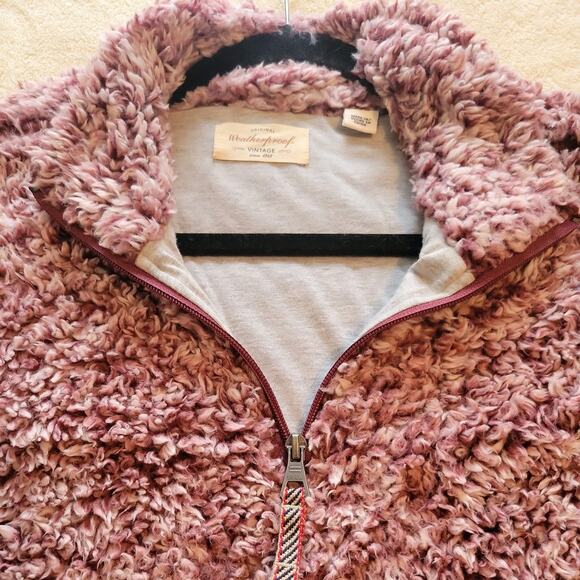 Weatherproof Vintage Sherpa Fleece Jacket Women Purple 1/4 Zip Long Medium - Picture 3 of 9